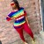 Rainbow Striped Letter Print Two-Piece Women's Sports Set | €10.99 | OKKO MODE