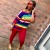 Rainbow Striped Letter Print Two-Piece Women's Sports Set | €10.99 | OKKO MODE