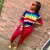 Rainbow Striped Letter Print Two-Piece Women's Sports Set | €10.99 | OKKO MODE