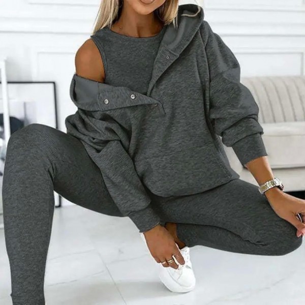 Conjunto de moletom feminino - calça e jaqueta jogging