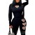 Women's Monochrome Pants Set, Sexy Turtleneck Long Sleeve High Waist Coveralls | $11.91 | OKKO MODE