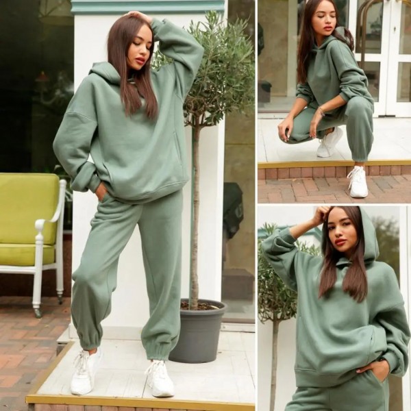 Conjunto de chándal para mujer - Sudadera con capucha y pantalón
