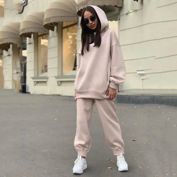 Survêtement décontracté à capuche pour femme, sweats à capuche chauds, hauts et pantalons de jogging PVD, ensembles de pantalons|7,19 €|OKKO MODE