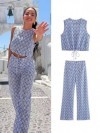 Ensemble haut court et pantalon en Y à carreaux pour femme|11,99 €|OKKO MODE