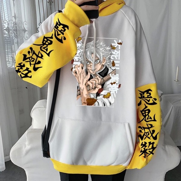 Sweat à capuche anime japonais Demon Slayer pour hommes, pull Kendazugawa Sanemi manga Harajuku grande taille|7,04 €|OKKO MODE