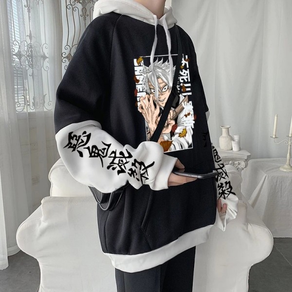 Sudadera con capucha anime japonés para hombres, diseño manga Demon Slayer.