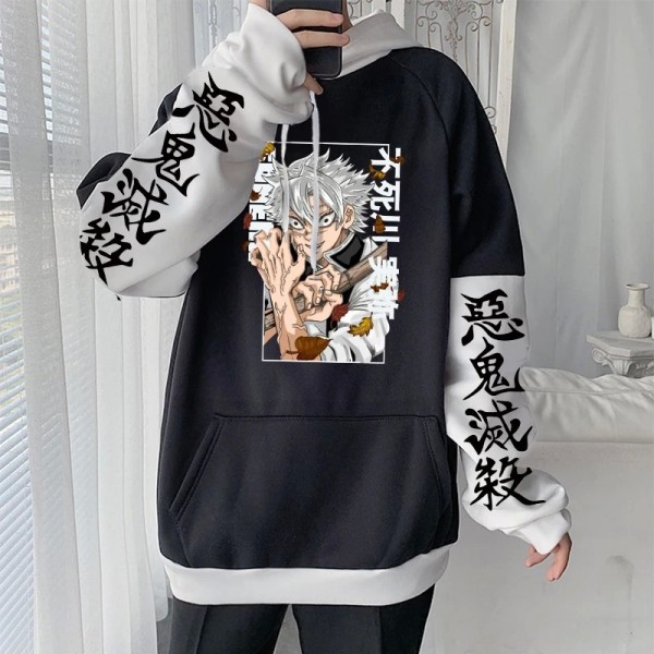 Sweat à capuche anime japonais Demon Slayer pour hommes, pull Kendazugawa Sanemi manga Harajuku grande taille|7,04 €|OKKO MODE