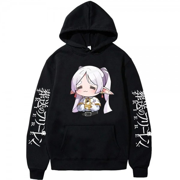 Cartoon College Style Manga and Streetwear Hoodie (Plus Size)