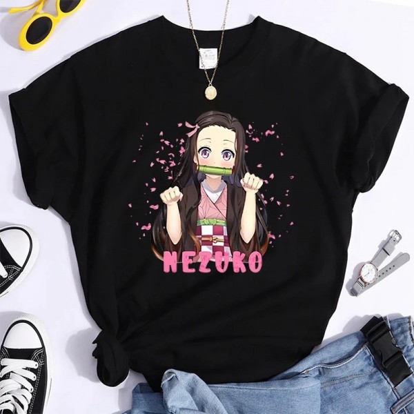 T-shirt graphique Nezuko pour femmes, chemises à manches courtes Anime, Économie chauds, mode estivale|2,97 €|OKKO MODE