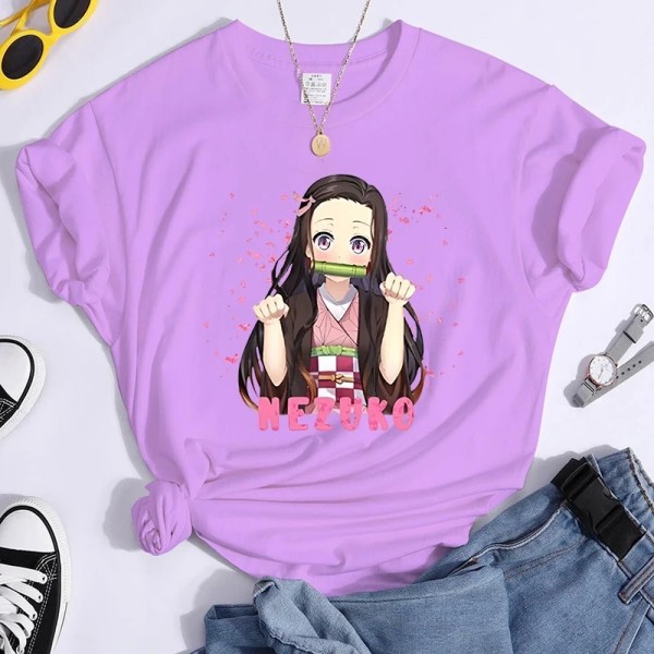 T-shirt graphique Nezuko pour femmes, chemises à manches courtes Anime, Économie chauds, mode estivale|2,97 €|OKKO MODE