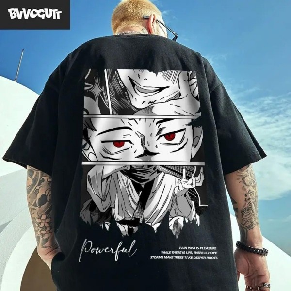 T-shirt imprimé anime japonais pour hommes et femmes, manches courtes en coton, décontracté été