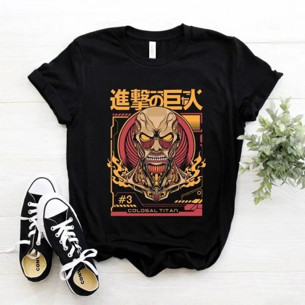 T-Shirt Unisexe à Motif de Dessin Animé Japonais Attaque des Titans pour Homme|1,96 €|OKKO MODE