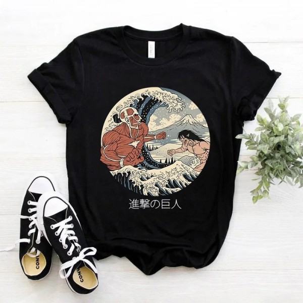 T-Shirt Unisexe à Motif de Dessin Animé Japonais Attaque des Titans pour Homme|1,96 €|OKKO MODE