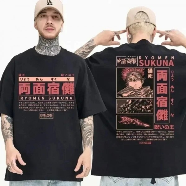 Camiseta Manga Curta Desenho Animado Jujutsu Kaisen - Mangá