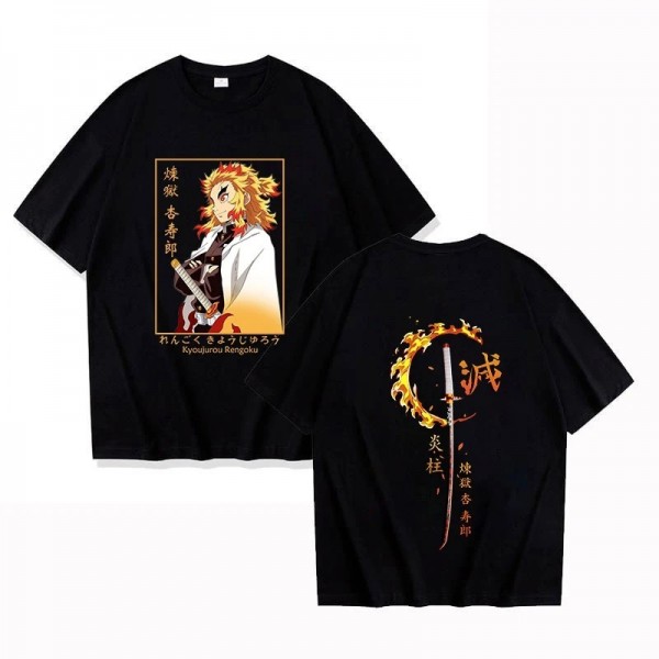 T-Shirt à Manches Courtes Col Rond Homme Femme Imprimé Rengoku Kyoujurou Tendance|1,98 €|OKKO MODE