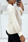 Blouse beige fluide col V - 1