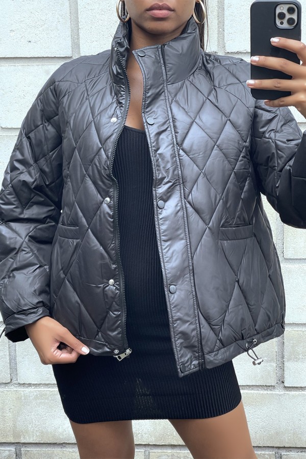 Manteau matelassé noir très chic et ajustable

 - 2