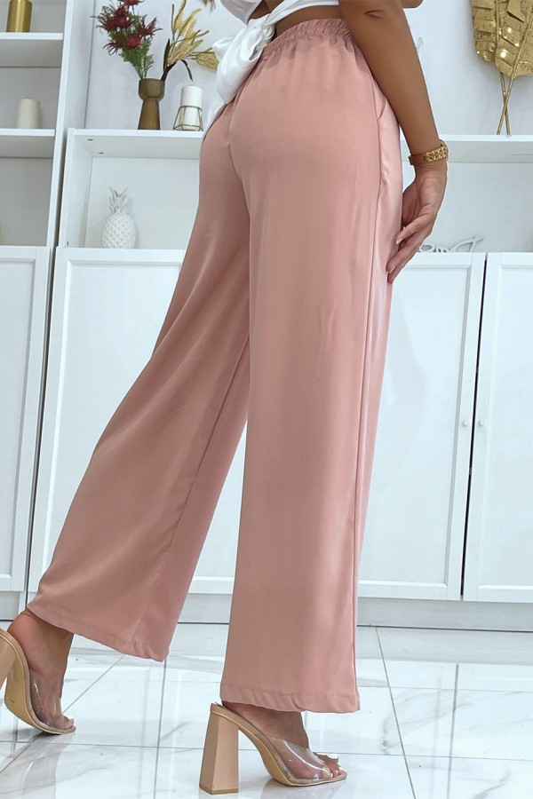 Pantalon palazzo rose léger et confortable - 3