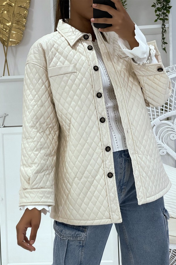 Manteau beige matelassé - 1