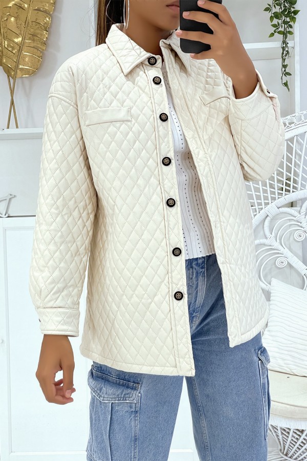 Manteau beige matelassé - 3