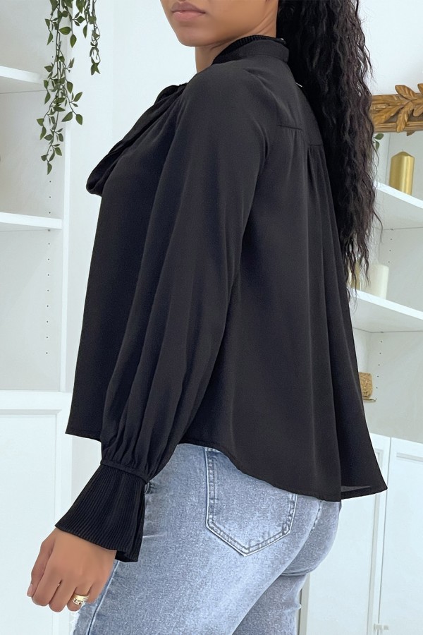 Blouse fluide noire à manches longues - 3