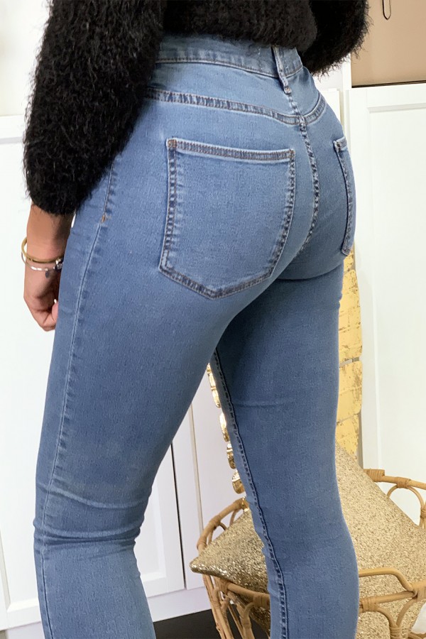 Jeans slim bleu avec poches arrière - 5