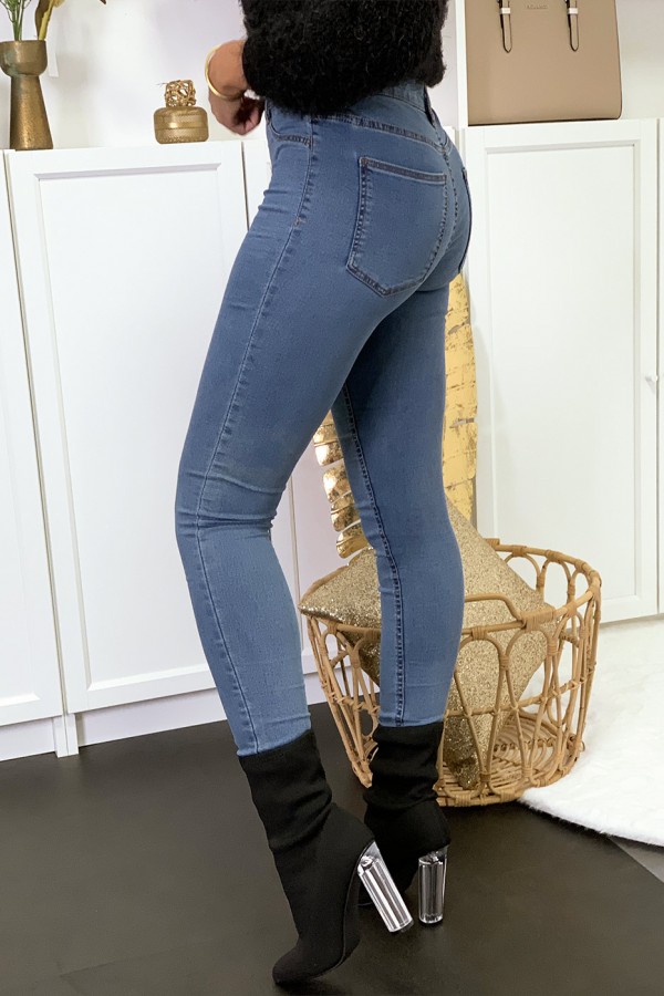 Jeans slim bleu avec poches arrière - 6