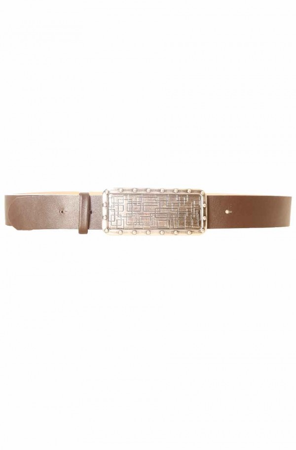 Ceinture Marron avec grosse boucle rectangle graphique CE 573 - 4