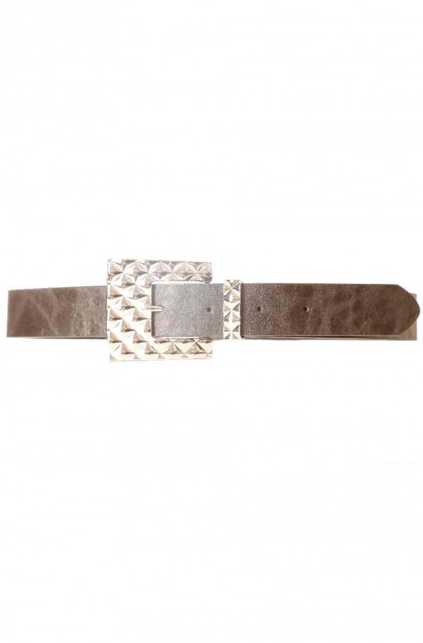 Ceinture Noir effet cuir à boucle fantaisie géométrique SG-0427 - 1