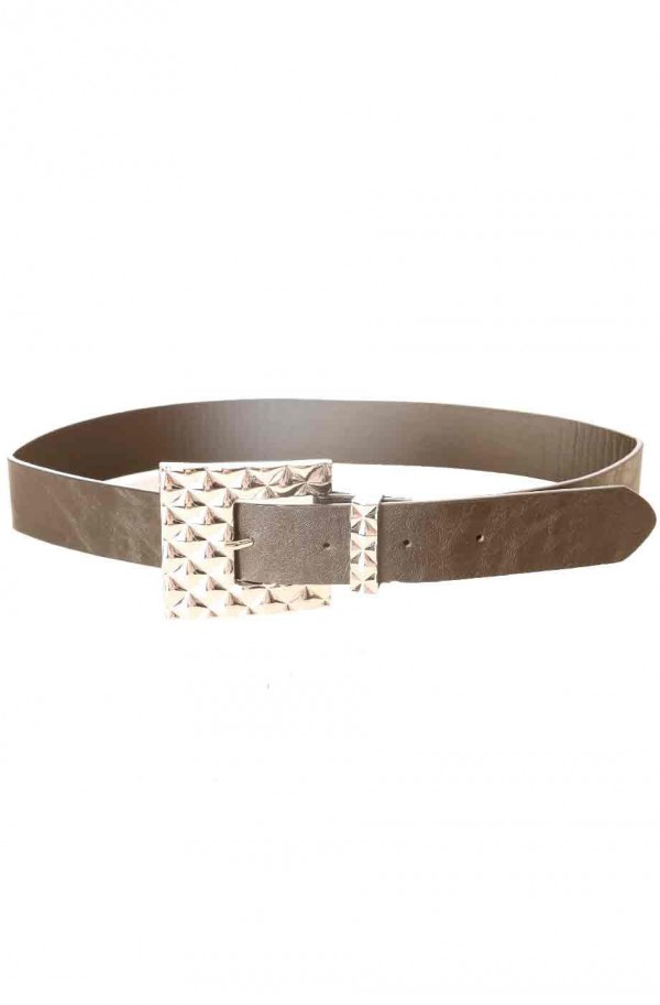 Ceinture Noir effet cuir à boucle fantaisie géométrique SG-0427 - 2