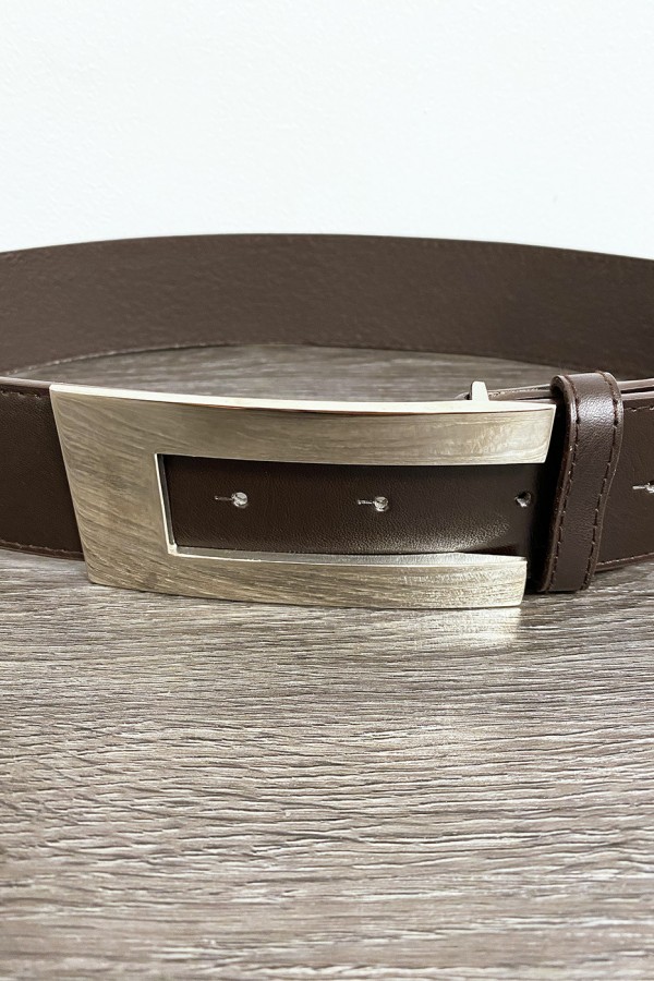 Ceinture noir avec boucle rectangulaire argenté - 2