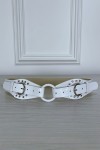 Ceinture blanche avec deux attaches et un cercle au milieu - 1