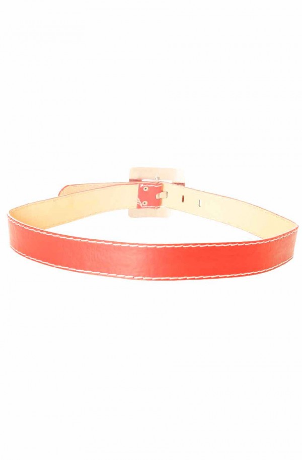 Ceinture Rouge avec couture blanche à boucle carré CE 504 - 3