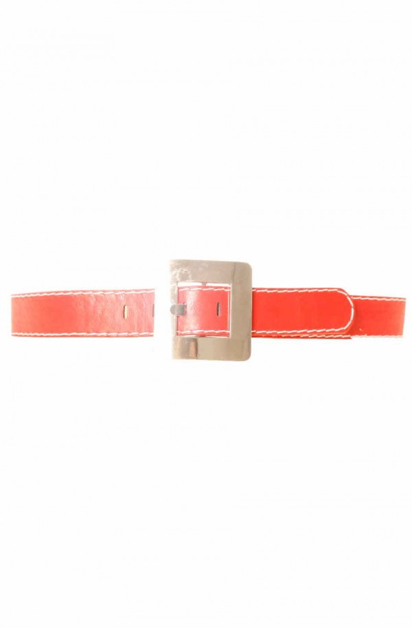 Ceinture Rouge avec couture blanche à boucle carré CE 504 - 4