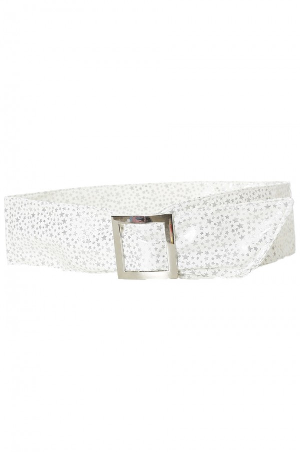 Ceinture blanche légère à motif étoiles et boucle rectangle. étoiles - 4