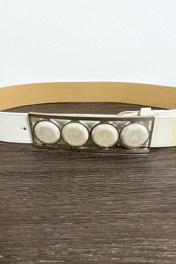 Ceinture beige avec 4 pierres beige à la boucle - 2