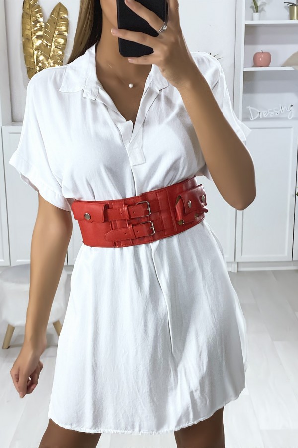 Ceinture de taille rouge avec pochette intégré - 2