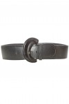 Ceinture noir style matelassé avec boucle ovale brillante. BG-0101 - 1