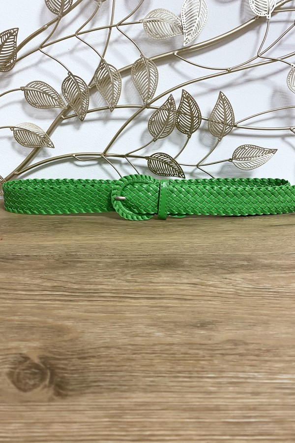 Ceinture tressé en simili vert - 1