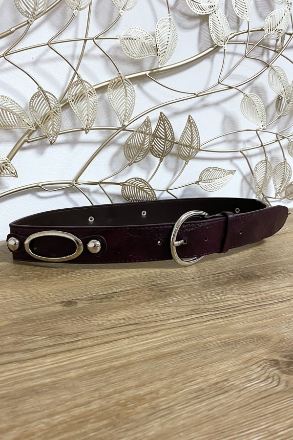 Ceinture Violet en simili avec accessoires cercles à la taille - 3