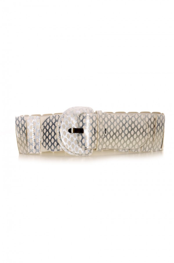 Ceinture élastique Blanche et argentée - BG - P045 - 1