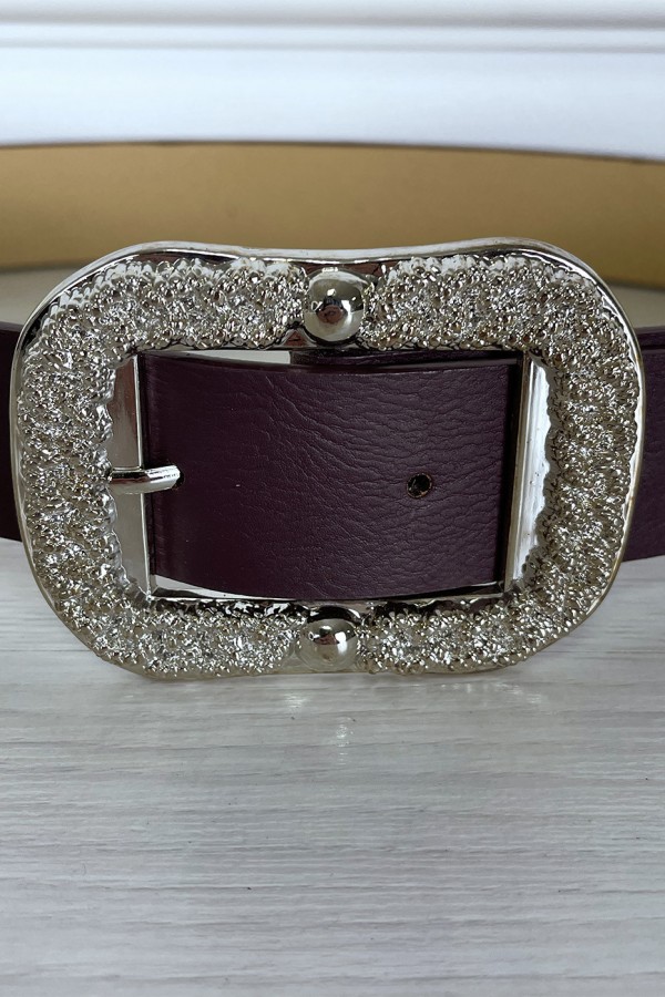 Ceinture violette tendance avec boucle en argent - 1