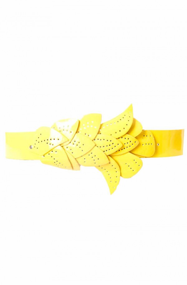 Ceinture Jaune, boucle motif feuilles BG-PO44 - 1