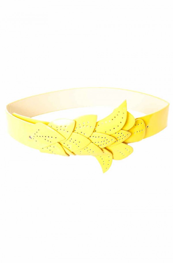 Ceinture Jaune, boucle motif feuilles BG-PO44 - 2