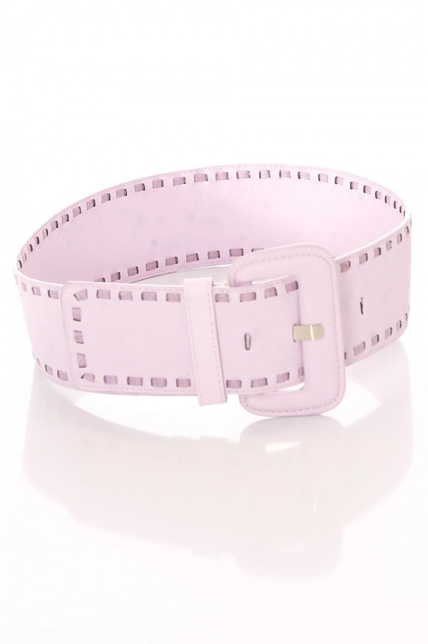 Ceinture parme large, boucle rectangle et contours cousu. SG-0460 - 3