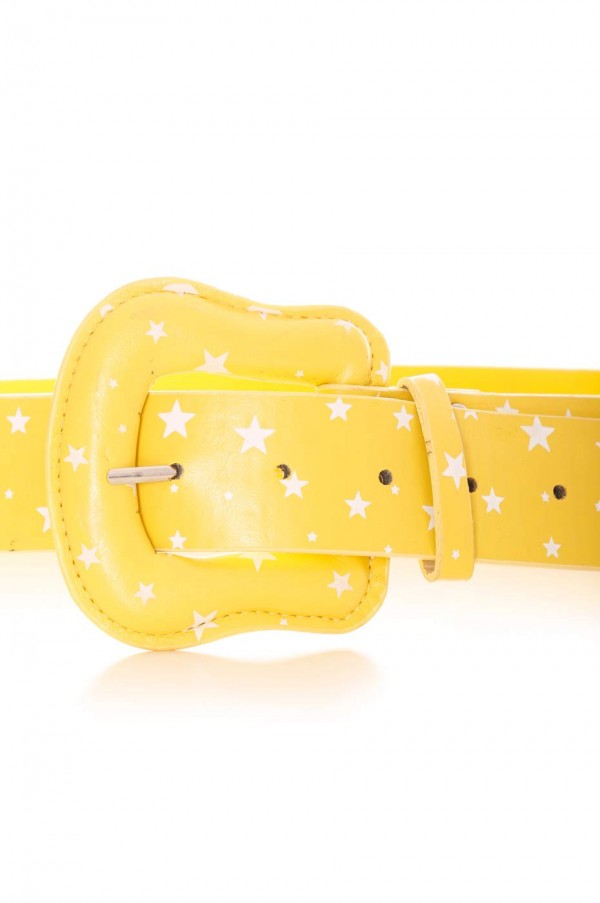 Ceinture Jaune avec en motif des étoiles blanches. Accessoire BG-P009 - 2