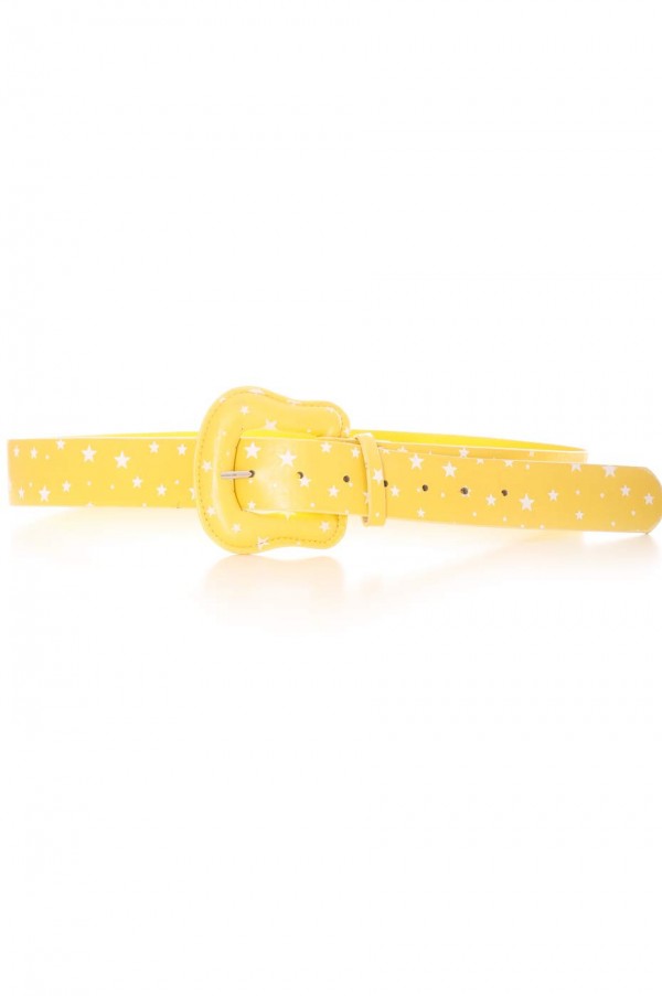 Ceinture Jaune avec en motif des étoiles blanches. Accessoire BG-P009 - 3