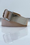 Ceinture rose effet python à boucle rectangle - 1