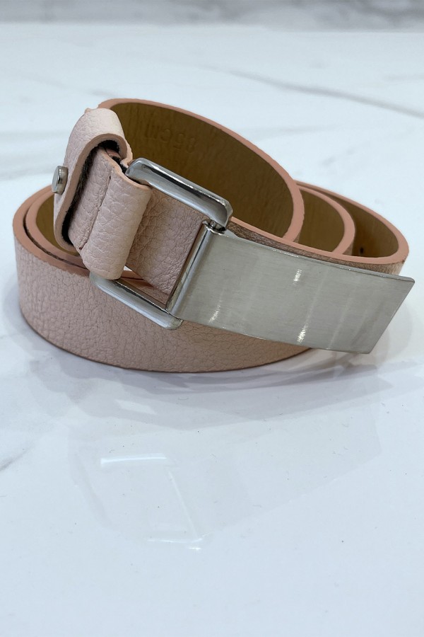 Ceinture rose effet python à boucle rectangle - 4