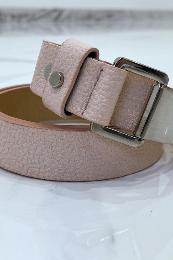 Ceinture rose effet python à boucle rectangle - 5